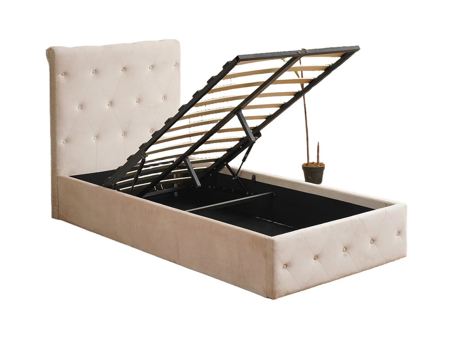 Lit Coffre CORSICA – 90x190 cm – Velours – Avec Rangement