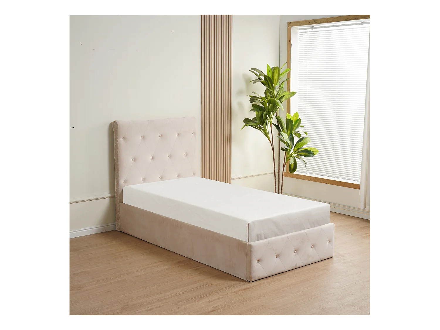 Lit Coffre CORSICA – 90x190 cm – Velours – Avec Rangement