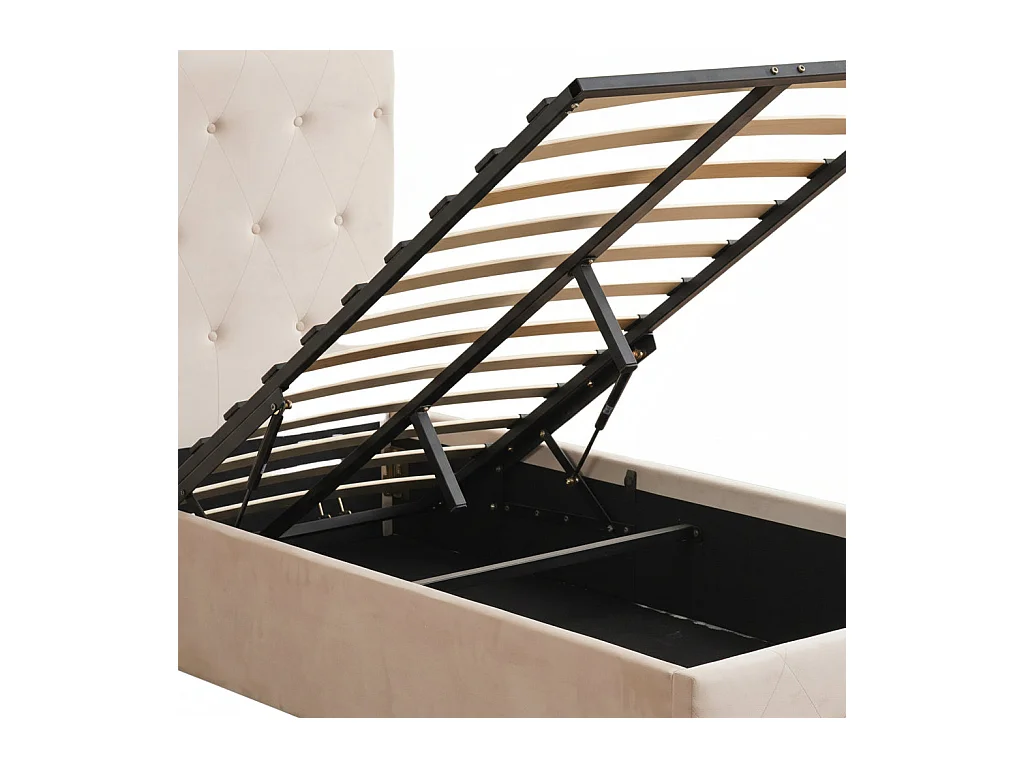 Lit Coffre CORSICA – 90x190 cm – Velours – Avec Rangement