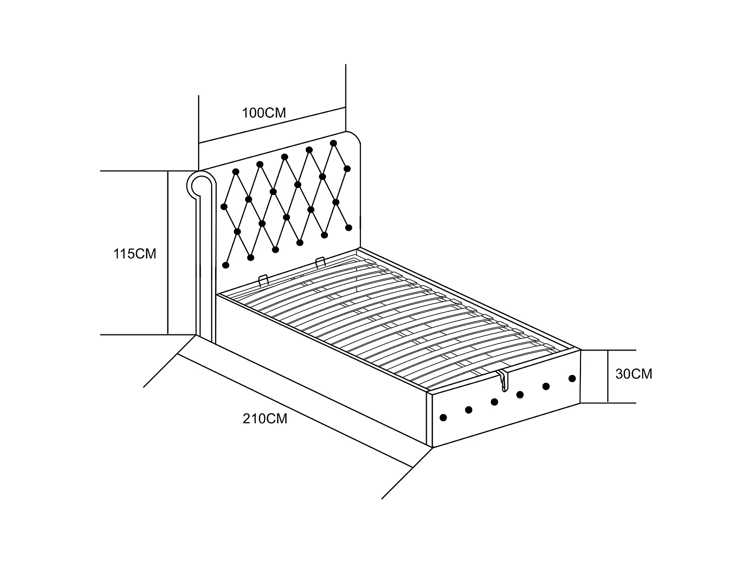 Lit Coffre CORSICA – 90x190 cm – Velours – Avec Rangement