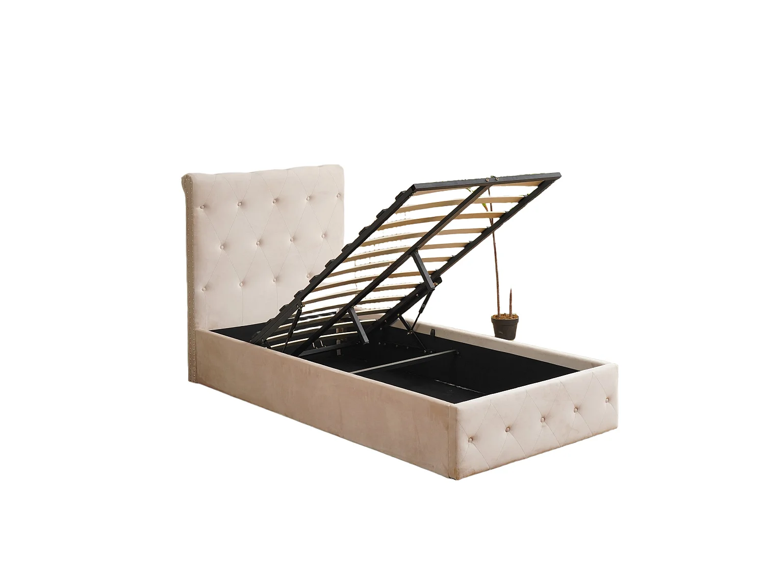Lit Coffre CORSICA – 90x190 cm – Velours – Avec Rangement
