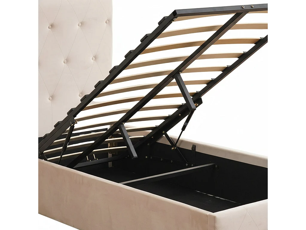 Lit Coffre CORSICA – 90x190 cm – Velours – Avec Rangement