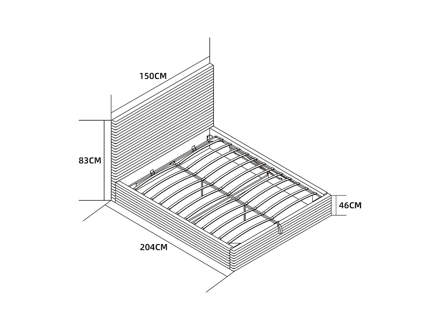 Lit Coffre MAIA – 140x190 cm – Velours Côtelé Écru & Rangement Intégré
