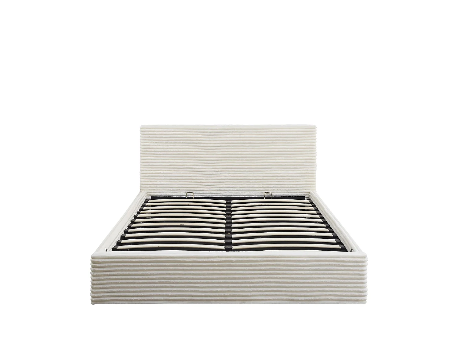 Lit Coffre MAIA 140x190 cm Velours Côtelé Écru avec Sommier