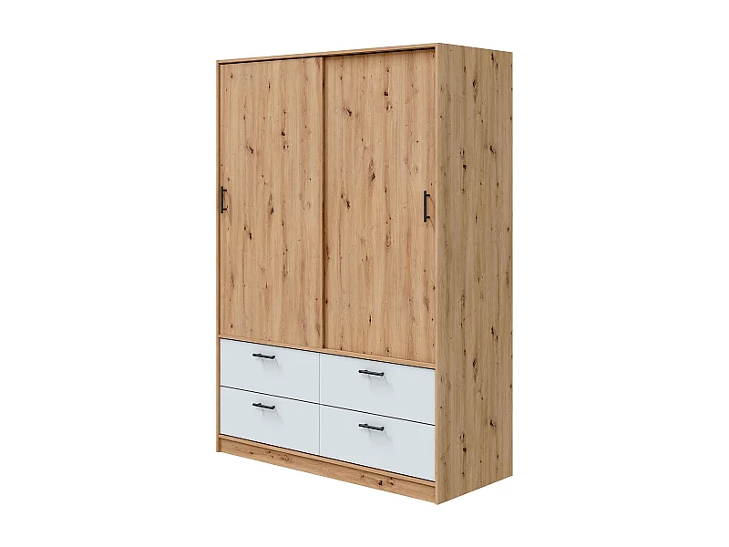 Armario 2 Puertas Correderas Lúmina Roble Nodi Blanco Artik 140x200x60 cm