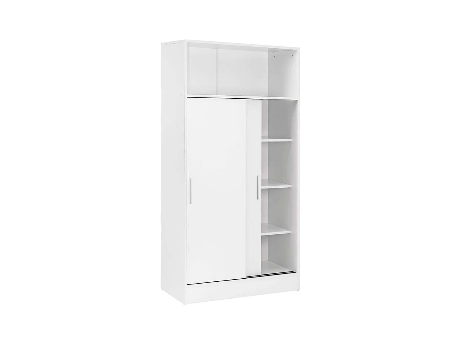 Meuble d'appoint de salle de bain 2 portes coulissantes, mélaminé blanc, 81 x 157 cm