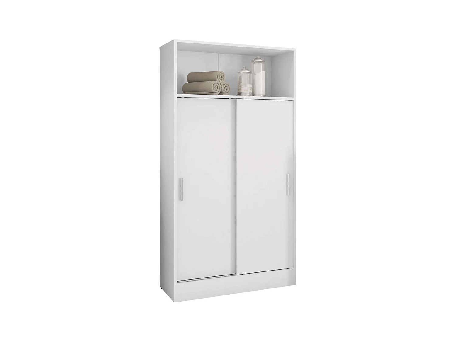 Móvel auxiliar de casa de banho com 2 portas de correr, melamina branca, 81x157 cm
