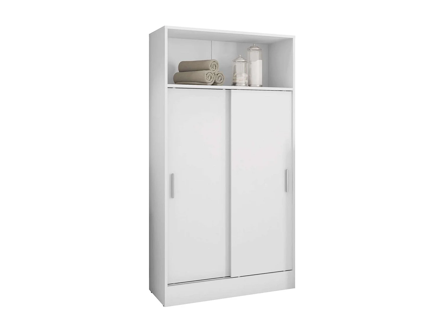 Meuble d'appoint de salle de bain 2 portes coulissantes, mélaminé blanc, 81 x 157 cm