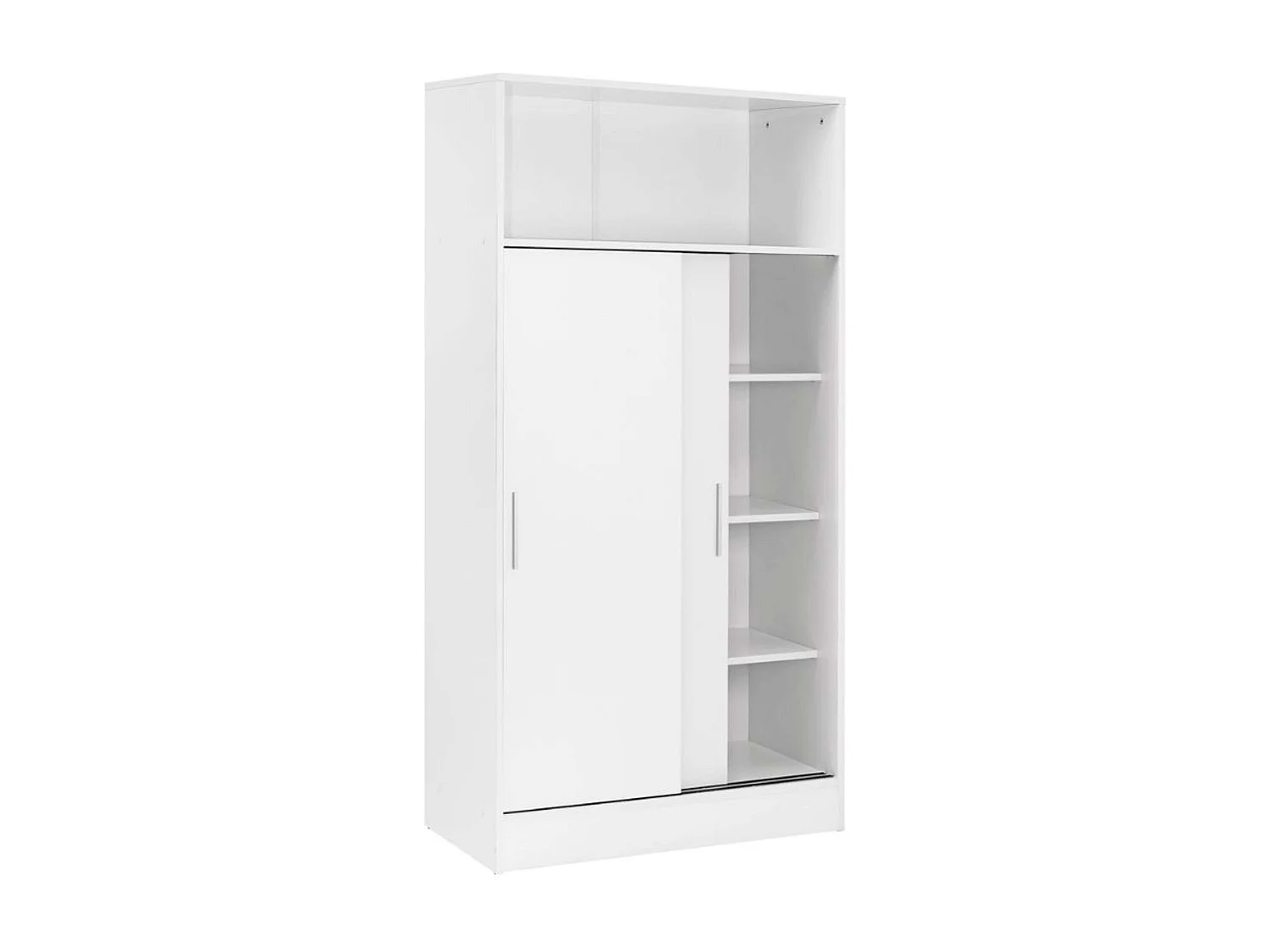 Meuble d'appoint de salle de bain 2 portes coulissantes, mélaminé blanc, 81 x 157 cm