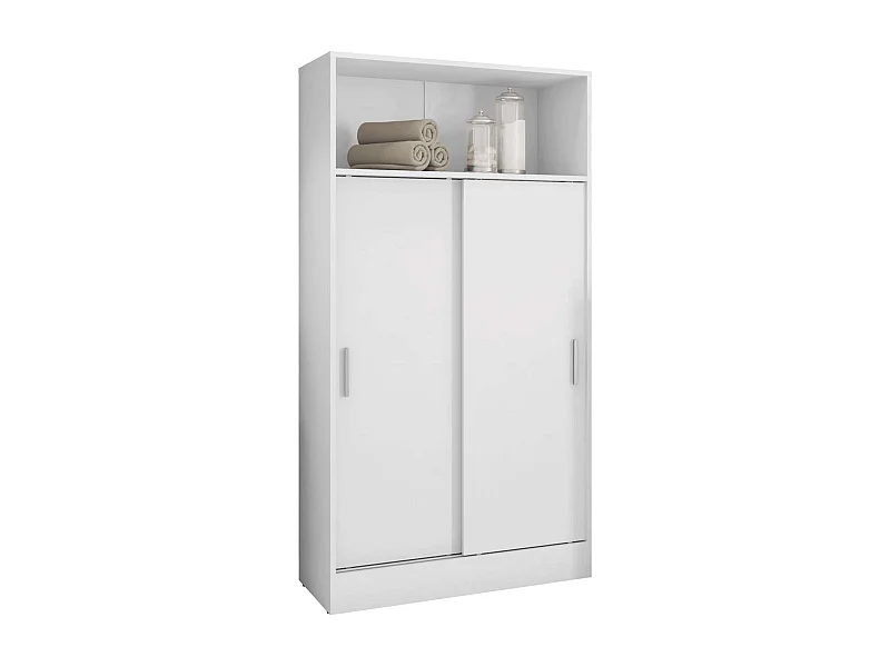 Meuble d'appoint de salle de bain 2 portes coulissantes, mélaminé blanc, 81 x 157 cm