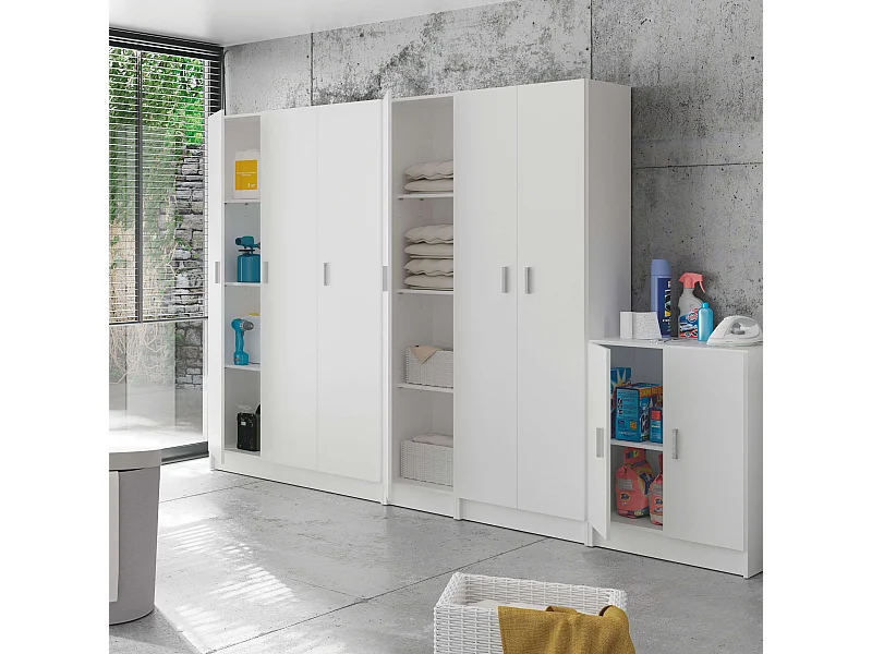 Pack 4 Armarios Multiusos Despensa/Cuarto Colada Blanco Almacenaje Limpieza
