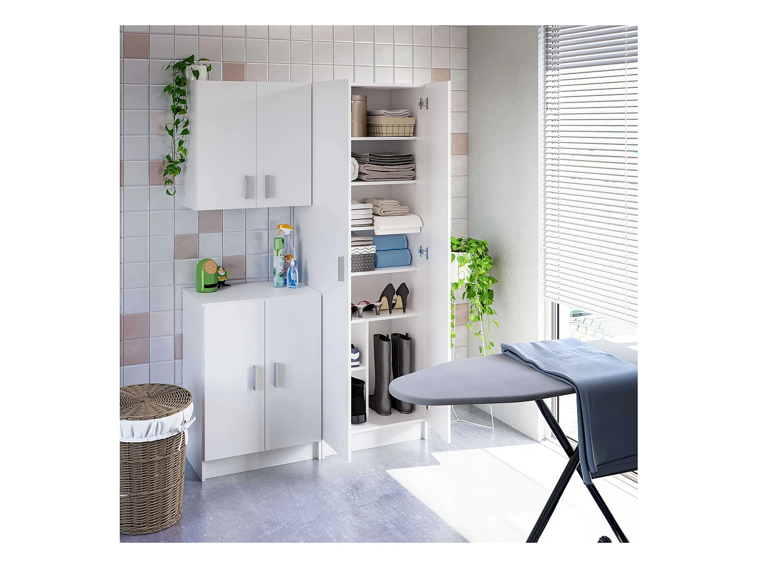 Pack Armarios Bianca Blanco Cocina Despensa Colada Muebles Auxiliares