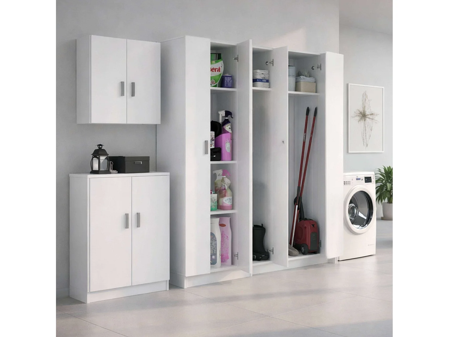 Pack Armarios Bianca Blanco Cocina Despensa Colada Muebles Auxiliares