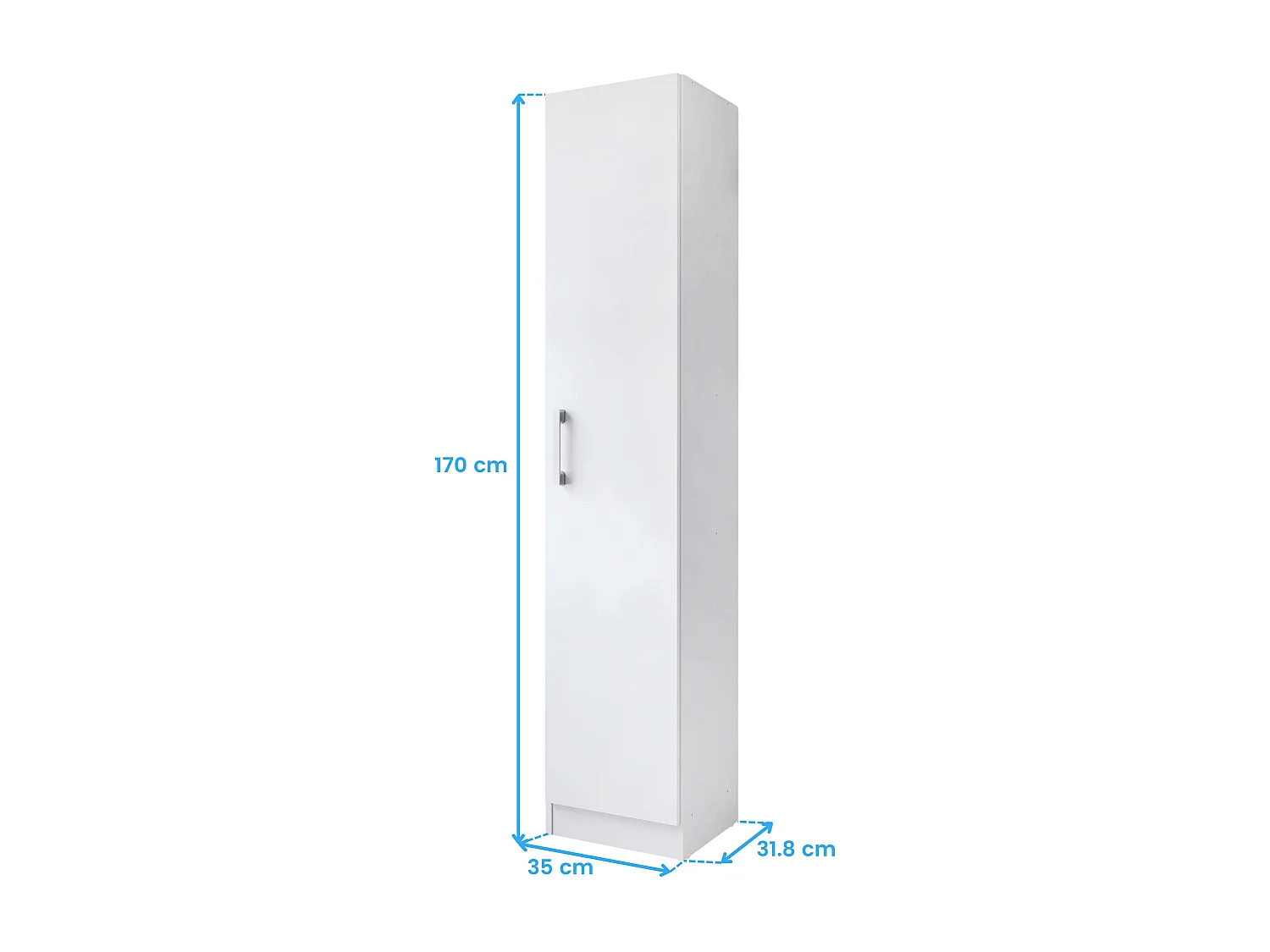 Armário auxiliar multiuso com porta alta dobrável branco 35x170 cm