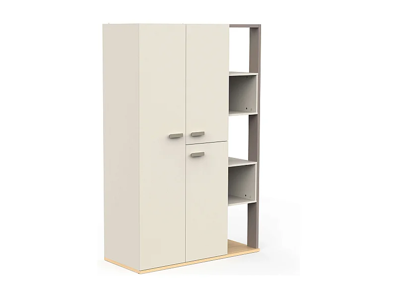 Armario Juvenil Camillia 3 Puertas 7 Estantes 2 Barras Roble 120 cm