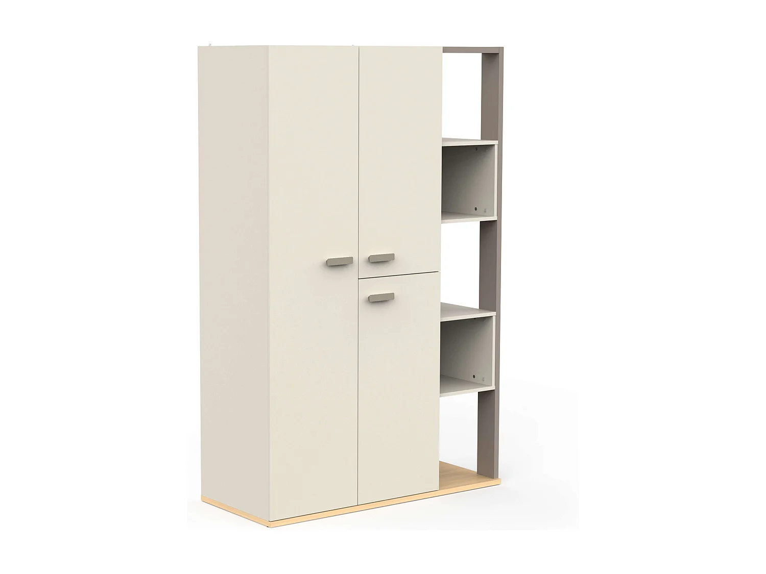 Armario Juvenil Camillia 3 Puertas 7 Estantes 2 Barras Roble 120 cm