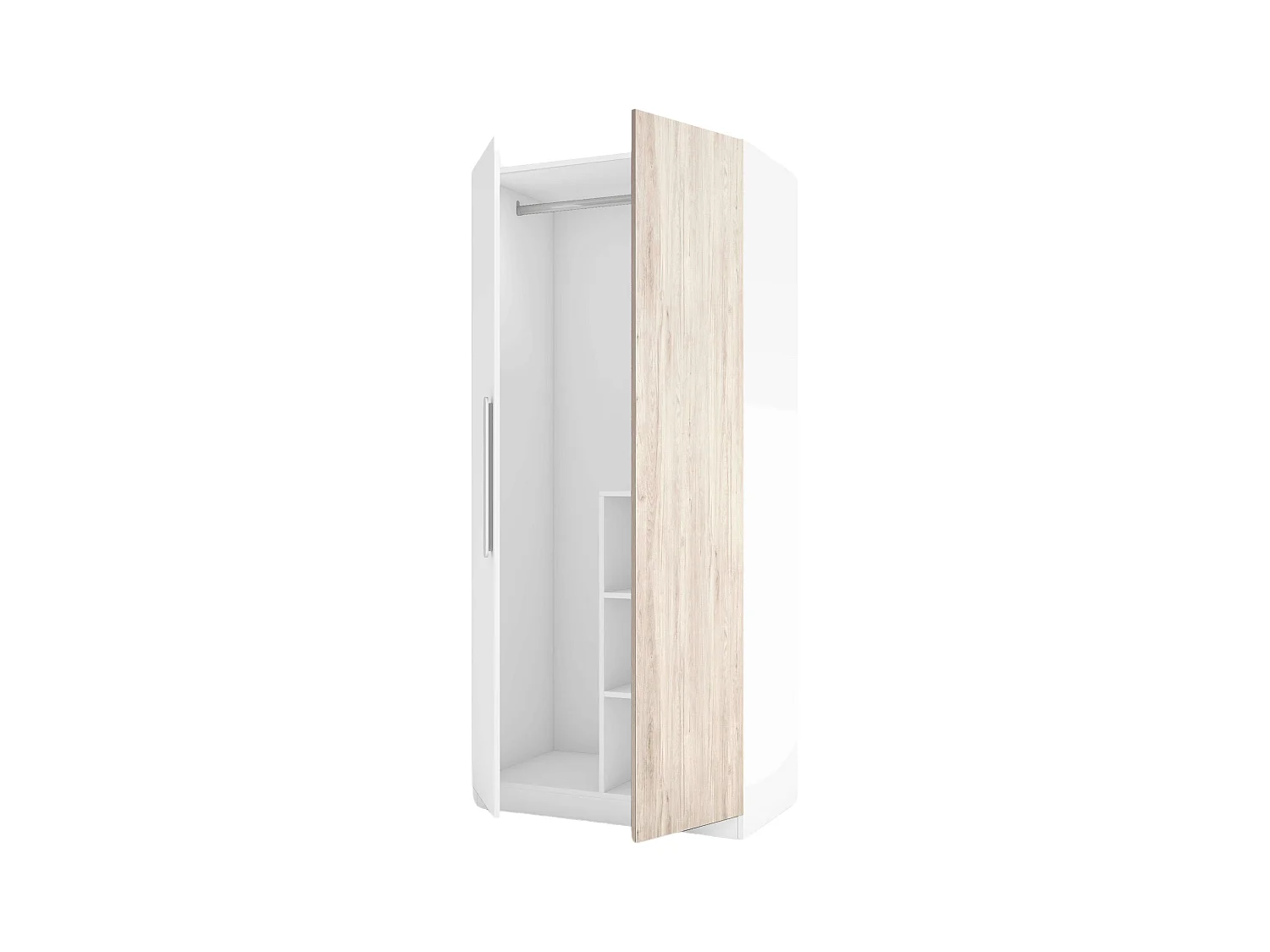 Armario Habitación Juvenil Estelle Nórdico Blanco y Roble 2 Puertas 90x200 cm