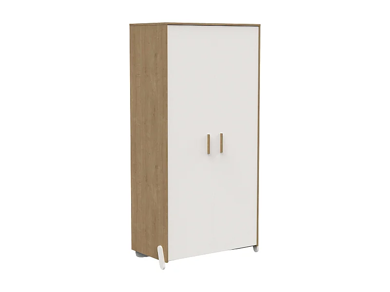 Armario Juvenil Infantil Naili 2 Puertas Roble Hamilton Blanco 90x183 cm