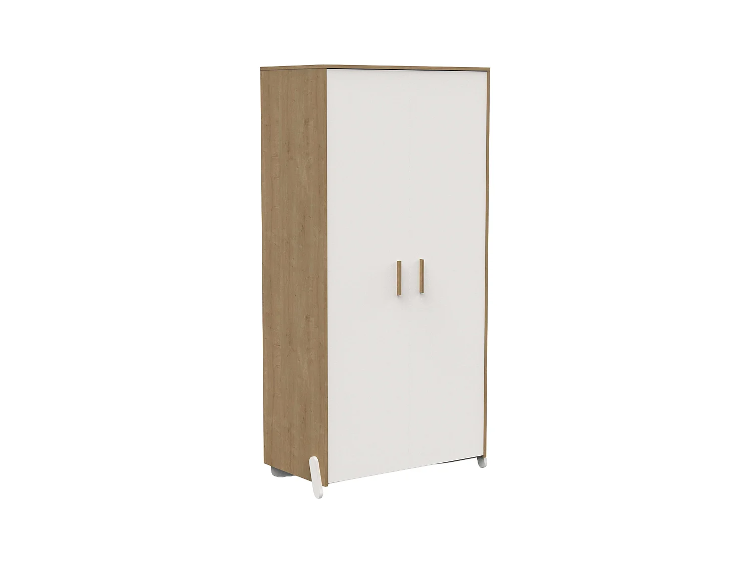 Armario Juvenil Infantil Naili 2 Puertas Roble Hamilton Blanco 90x183 cm