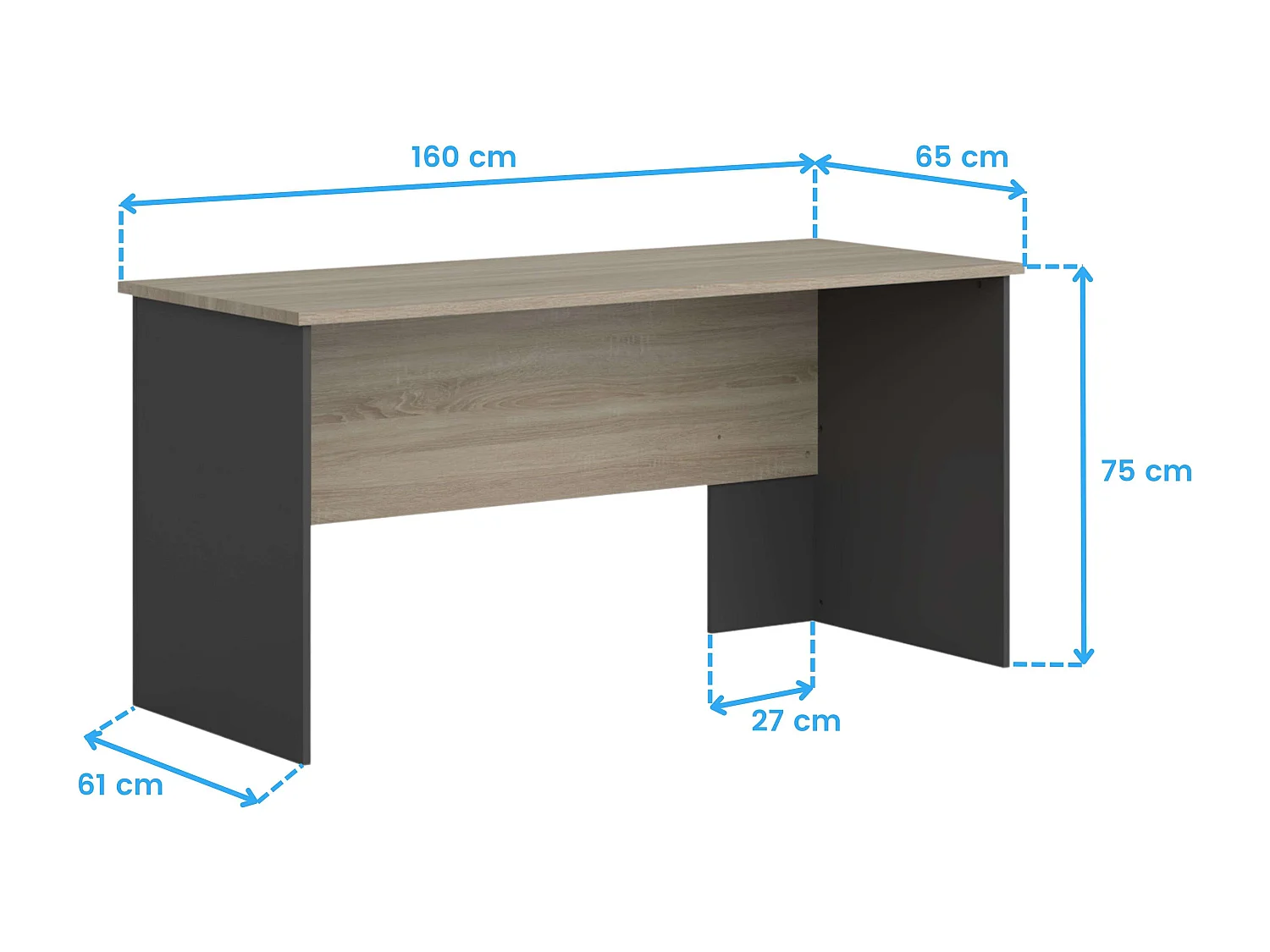 Escritorio Oficina Nibis Industrial Roble Sonoma/Gris Antracita 140 cm