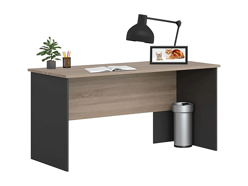 Mesa Escritorio Oficina Nibis Industrial Roble Sonoma y Gris Antracita 160 cm