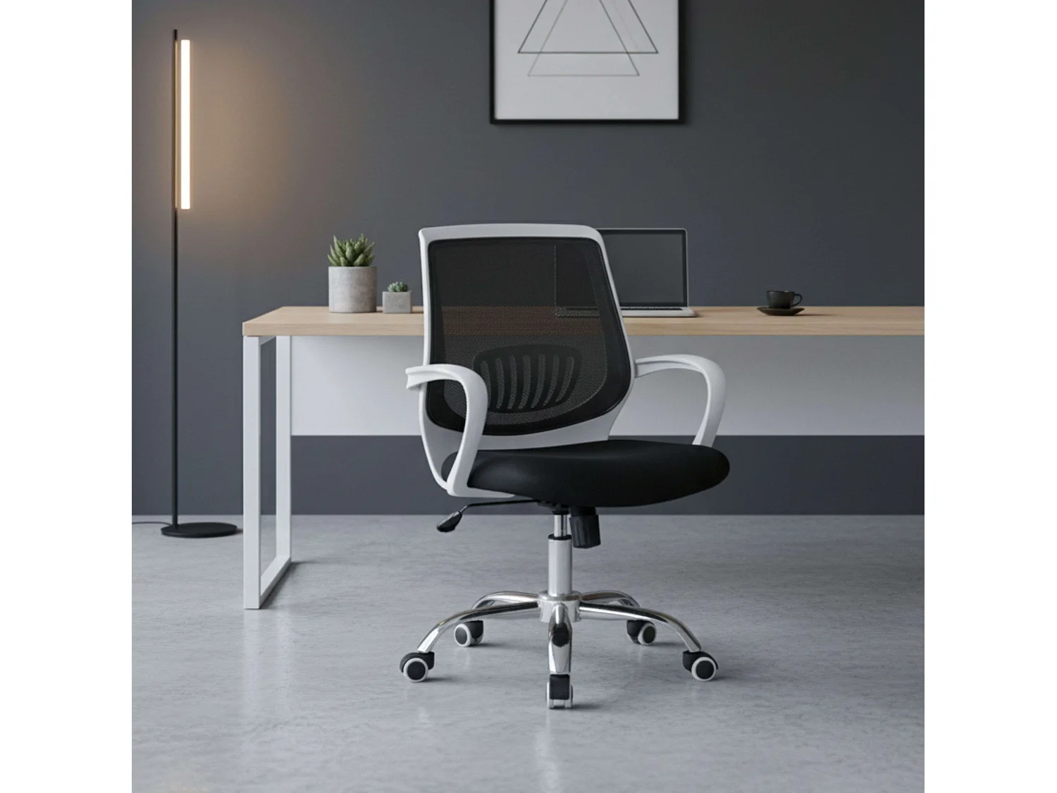 Silla oficina Trend para Trabajo, Blanco/Negro, Metal, Tela, 60x87x59 cm