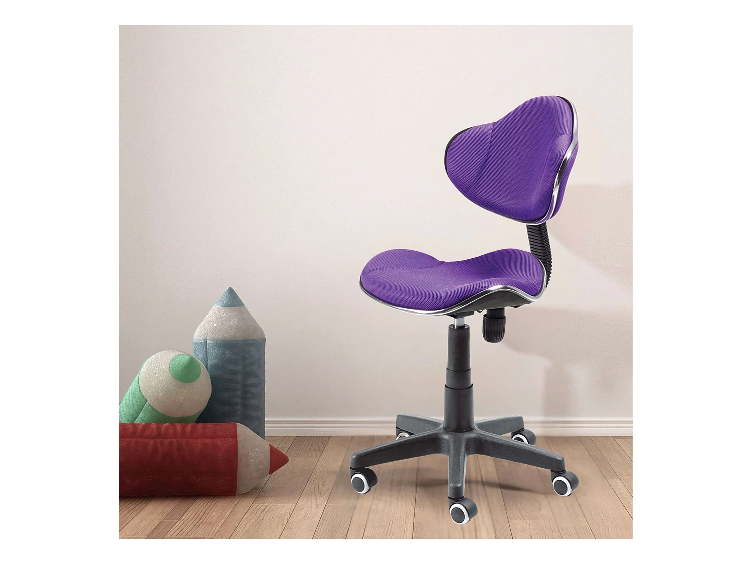 Cadeira de escritório Bambola estilo moderno roxo preto metal 53x82x53 cm