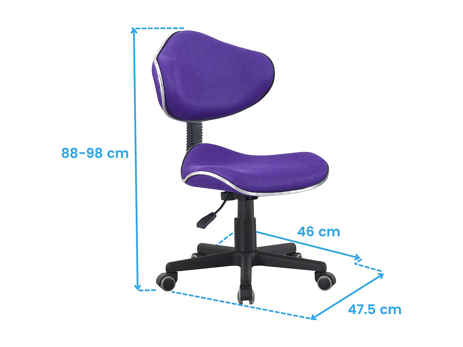 Chaise de bureau Bambola style moderne violet noir métal 53x82x53 cm