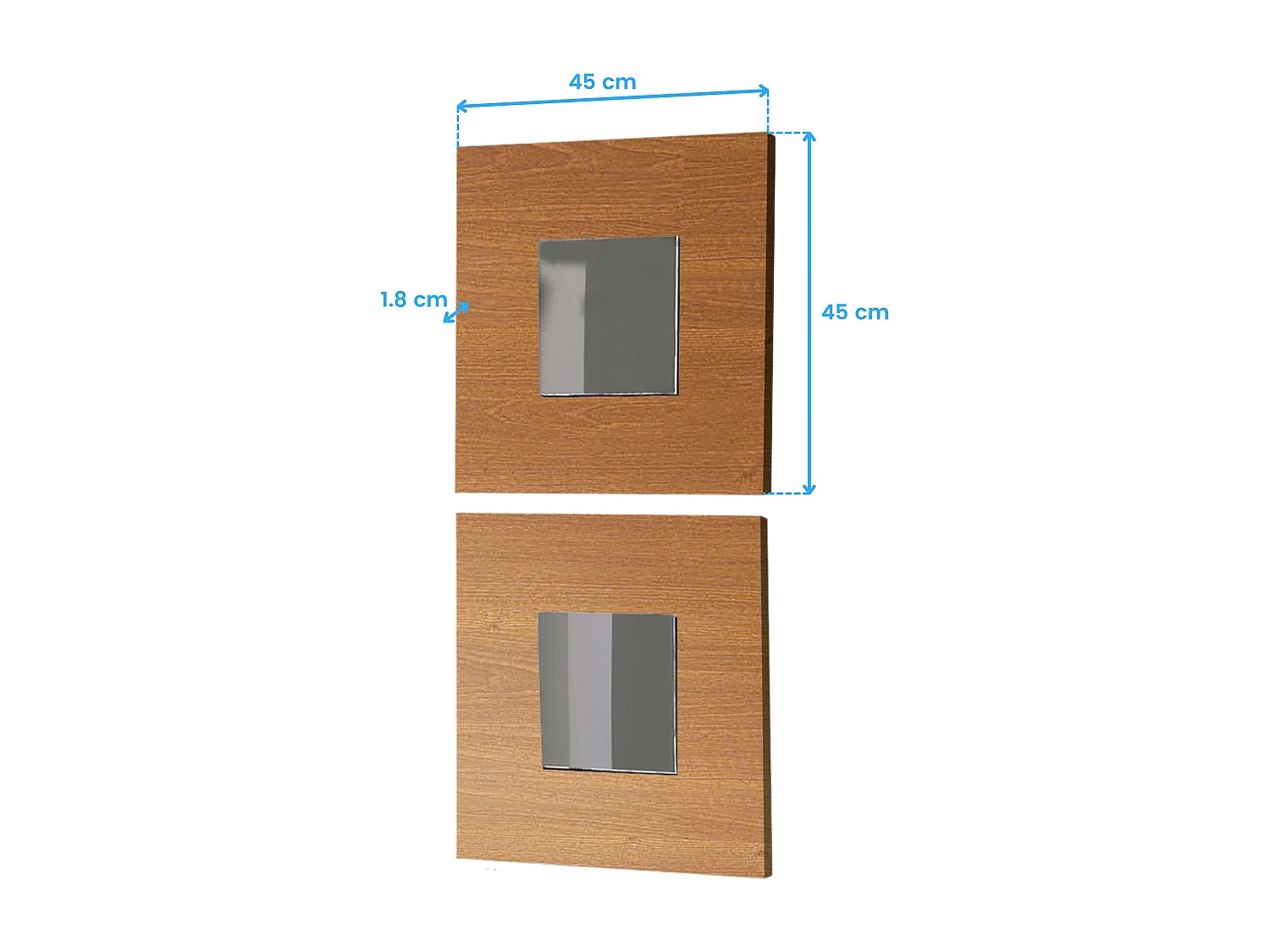 Juego 2 Espejos Cajún Moderno Cerezo 45x45x2 cm Entrada Estilo