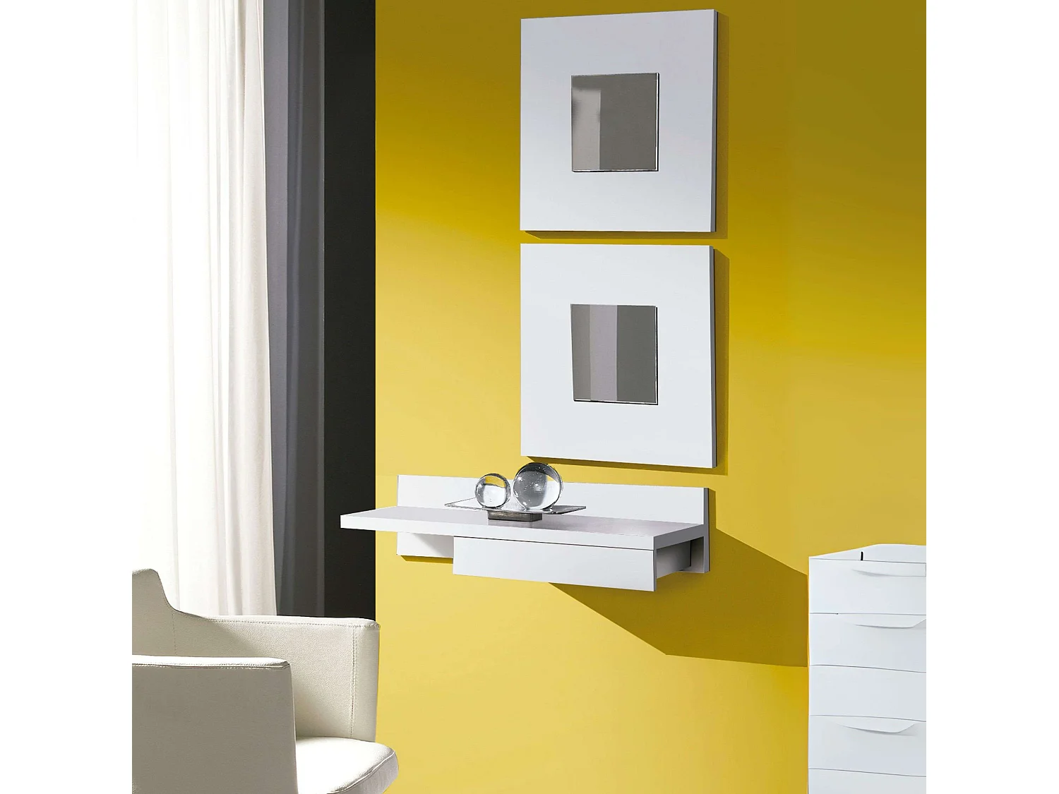 Juego 2 Espejos Cajún Entrada Moderno Blanco 45x45x2 cm