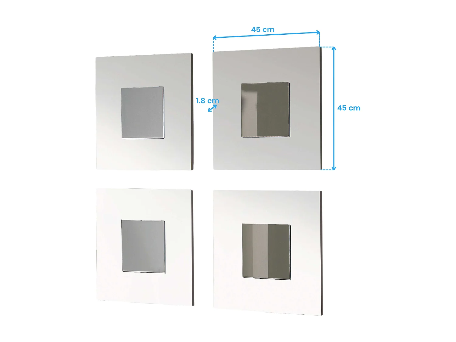 Juego 4 Espejos Lupe Moderno Blanco 45x45x2 cm