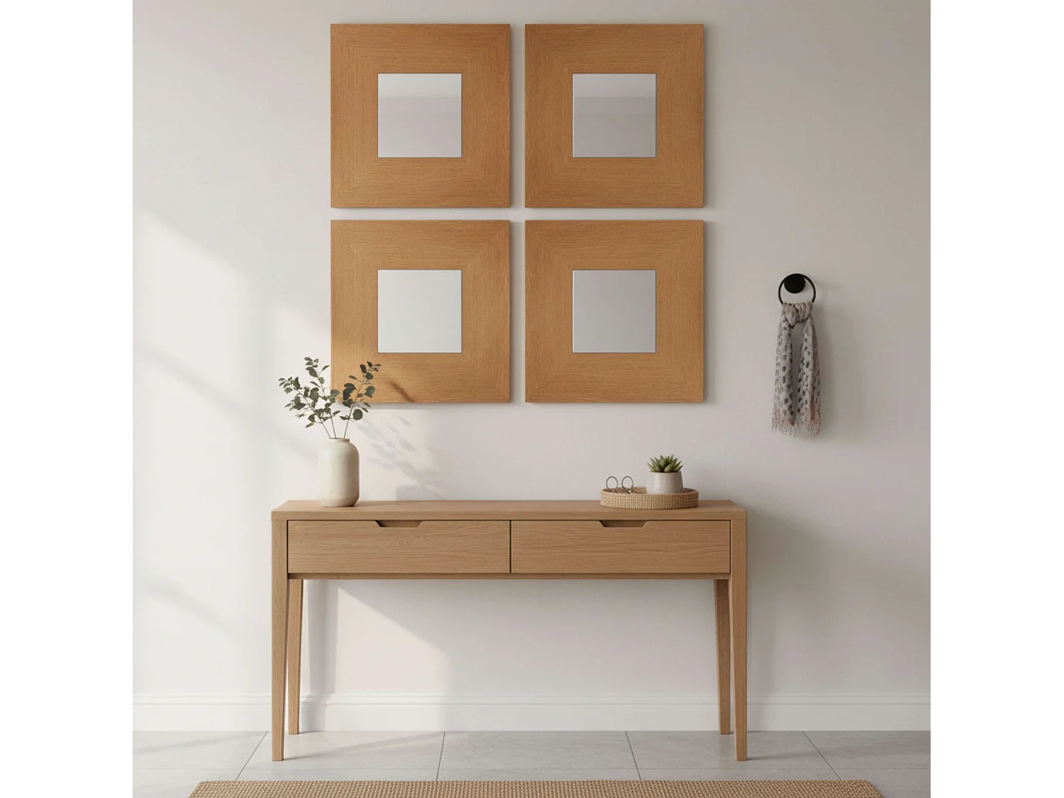 Juego 4 Espejos Lupe Cerezo Recibidor Moderno 45x45 cm