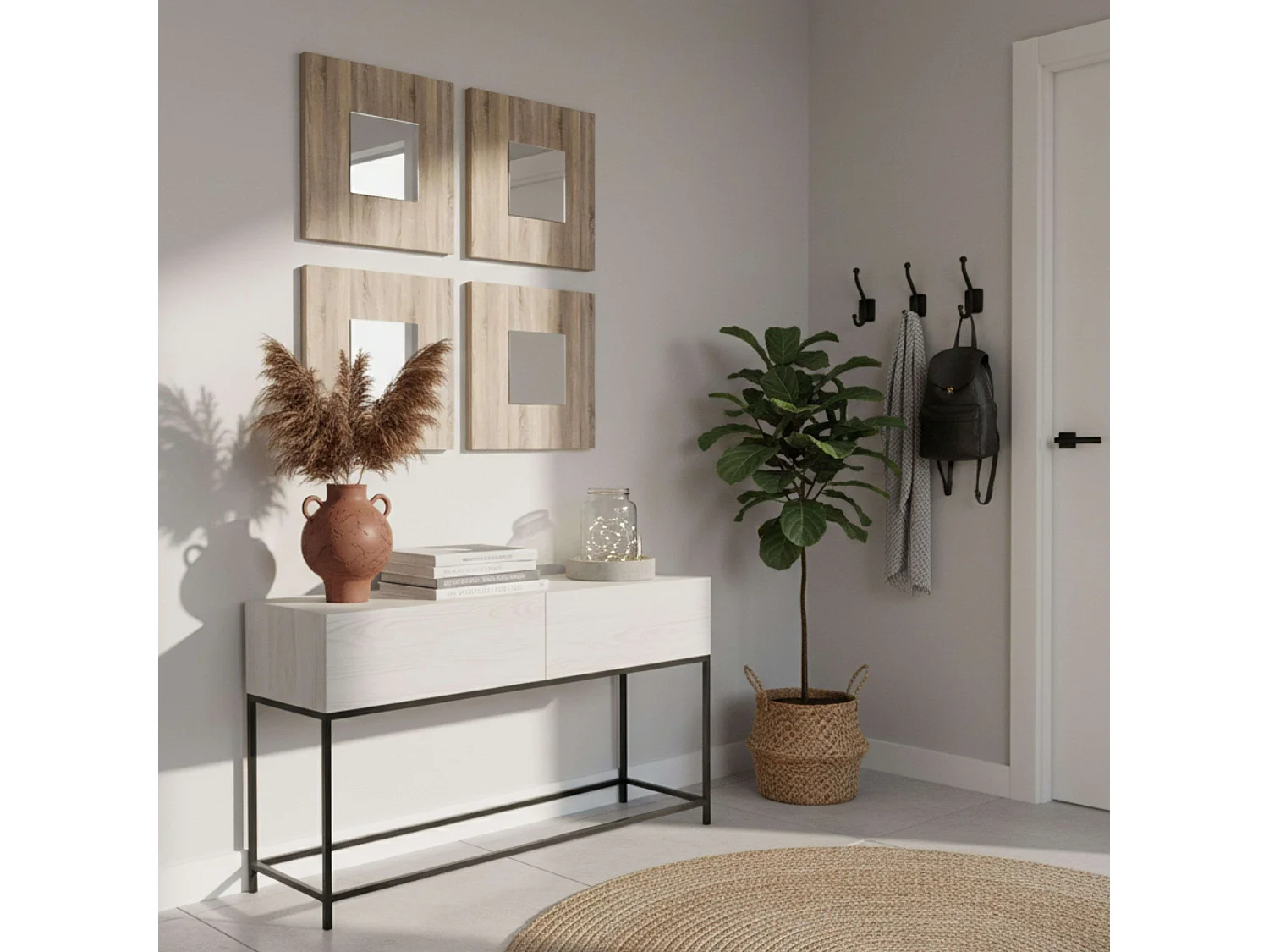 Juego 4 Espejos Lupe Cambrian Pasillo Moderno 45x45 cm