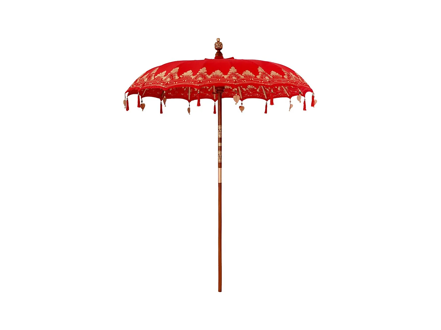 Parasol de jardin-Parasol balinais Rouge (180-190) x 260 cm Coton et bois massif