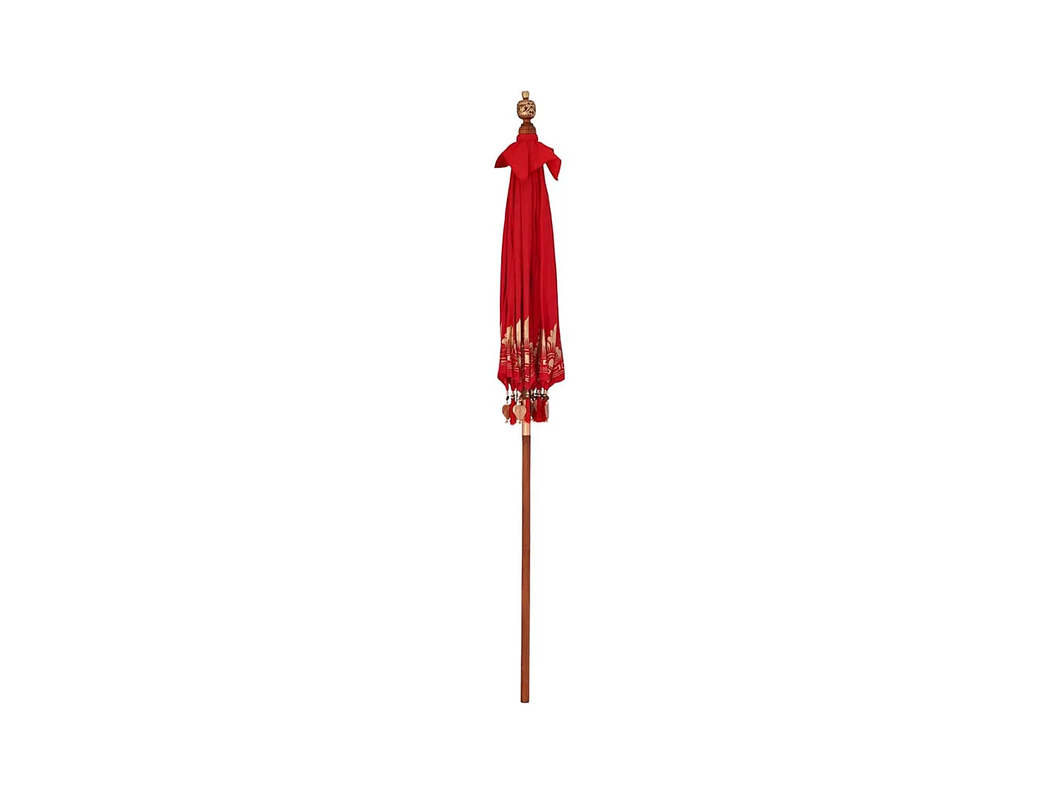 Parasol de jardin-Parasol balinais Rouge (180-190) x 260 cm Coton et bois massif
