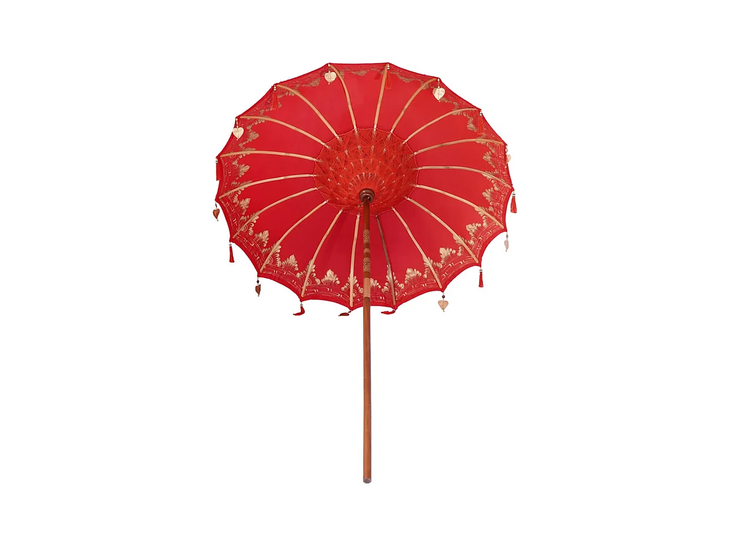 Parasol de jardin-Parasol balinais Rouge (180-190) x 260 cm Coton et bois massif