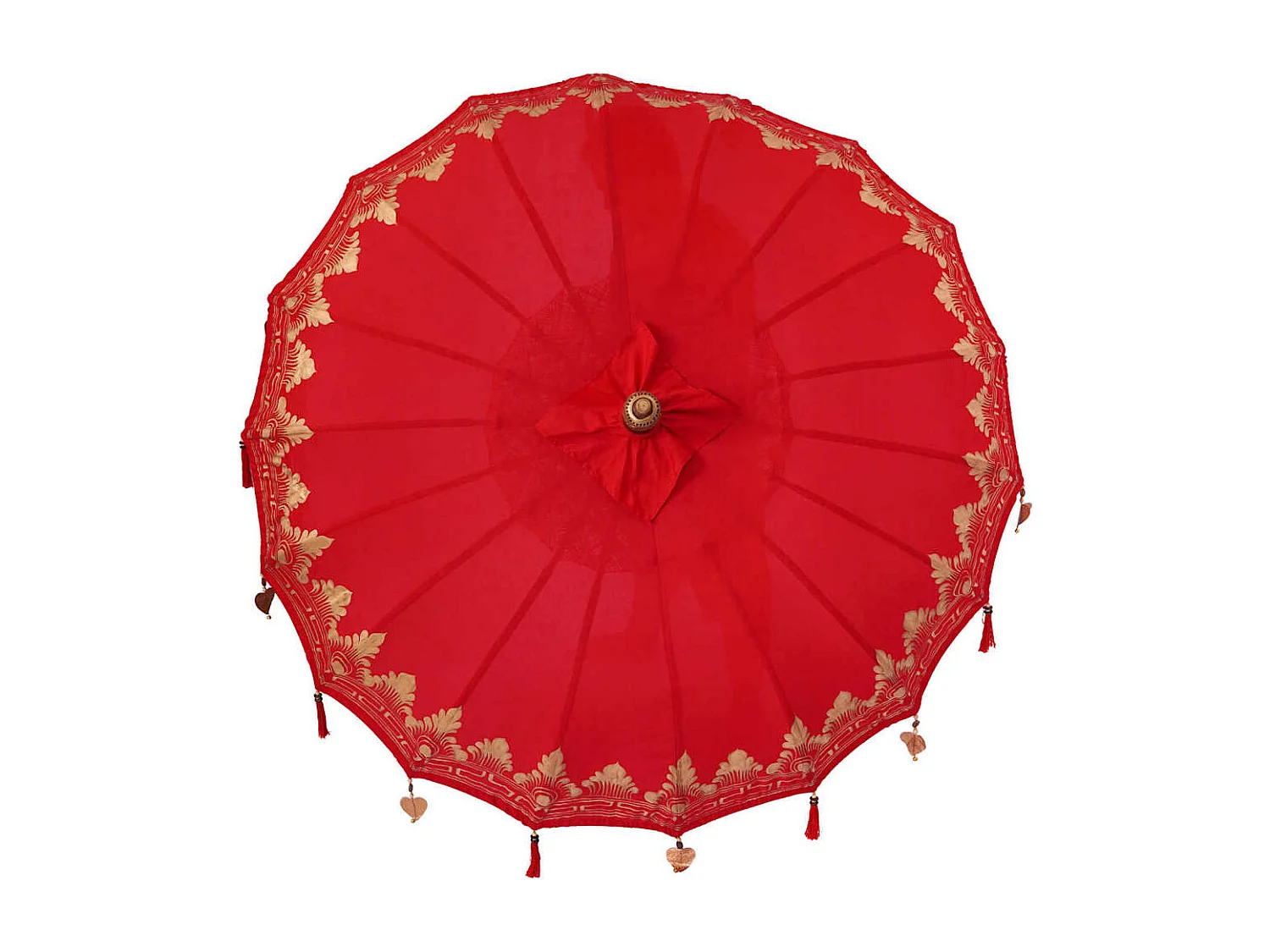 Parasol de jardin-Parasol balinais Rouge (180-190) x 260 cm Coton et bois massif