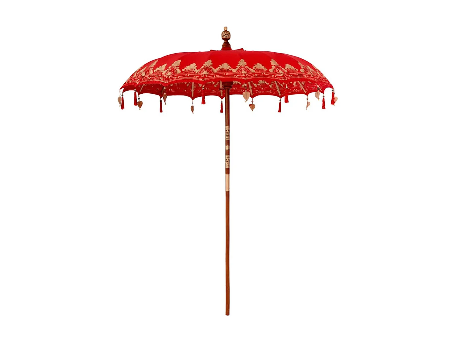 Parasol de jardin-Parasol balinais Rouge (180-190) x 260 cm Coton et bois massif