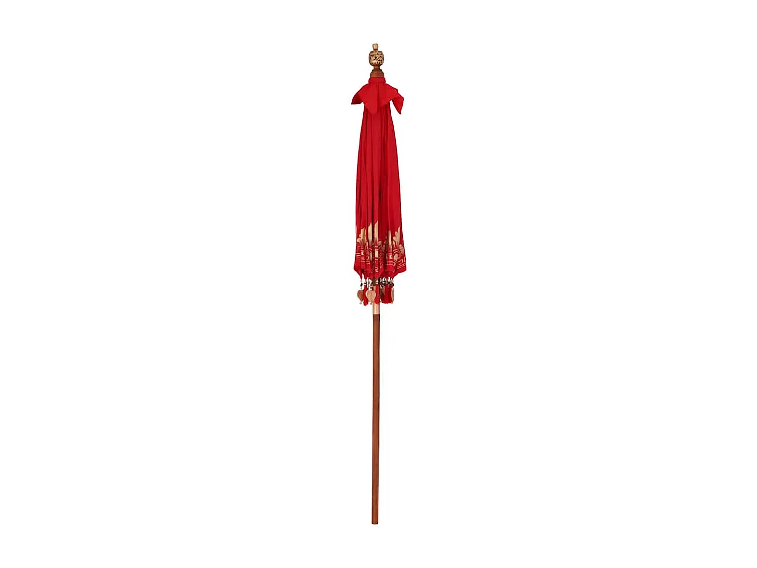 Parasol de jardin-Parasol balinais Rouge (180-190) x 260 cm Coton et bois massif