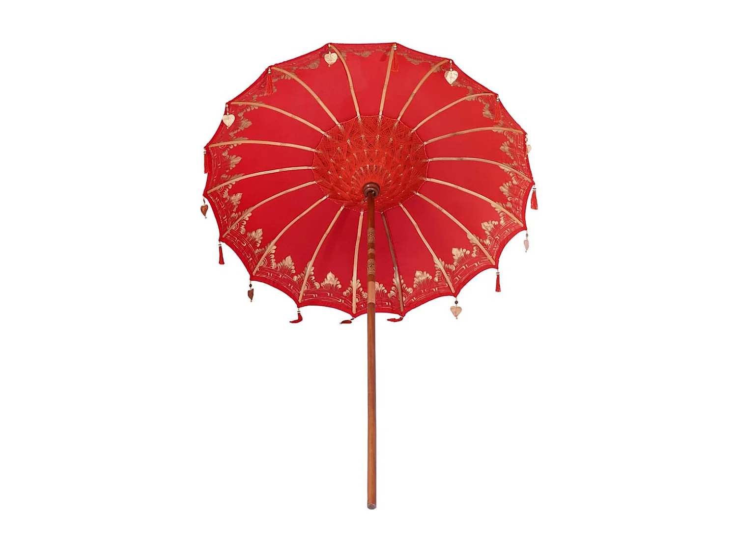 Parasol de jardin-Parasol balinais Rouge (180-190) x 260 cm Coton et bois massif