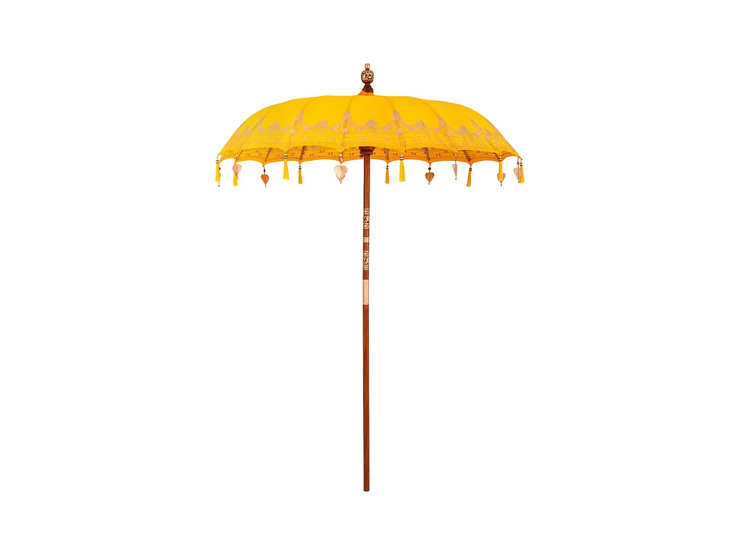 Parasol de jardin-Parasol balinais Jaune (180-190) x 260 cm Coton et bois massif