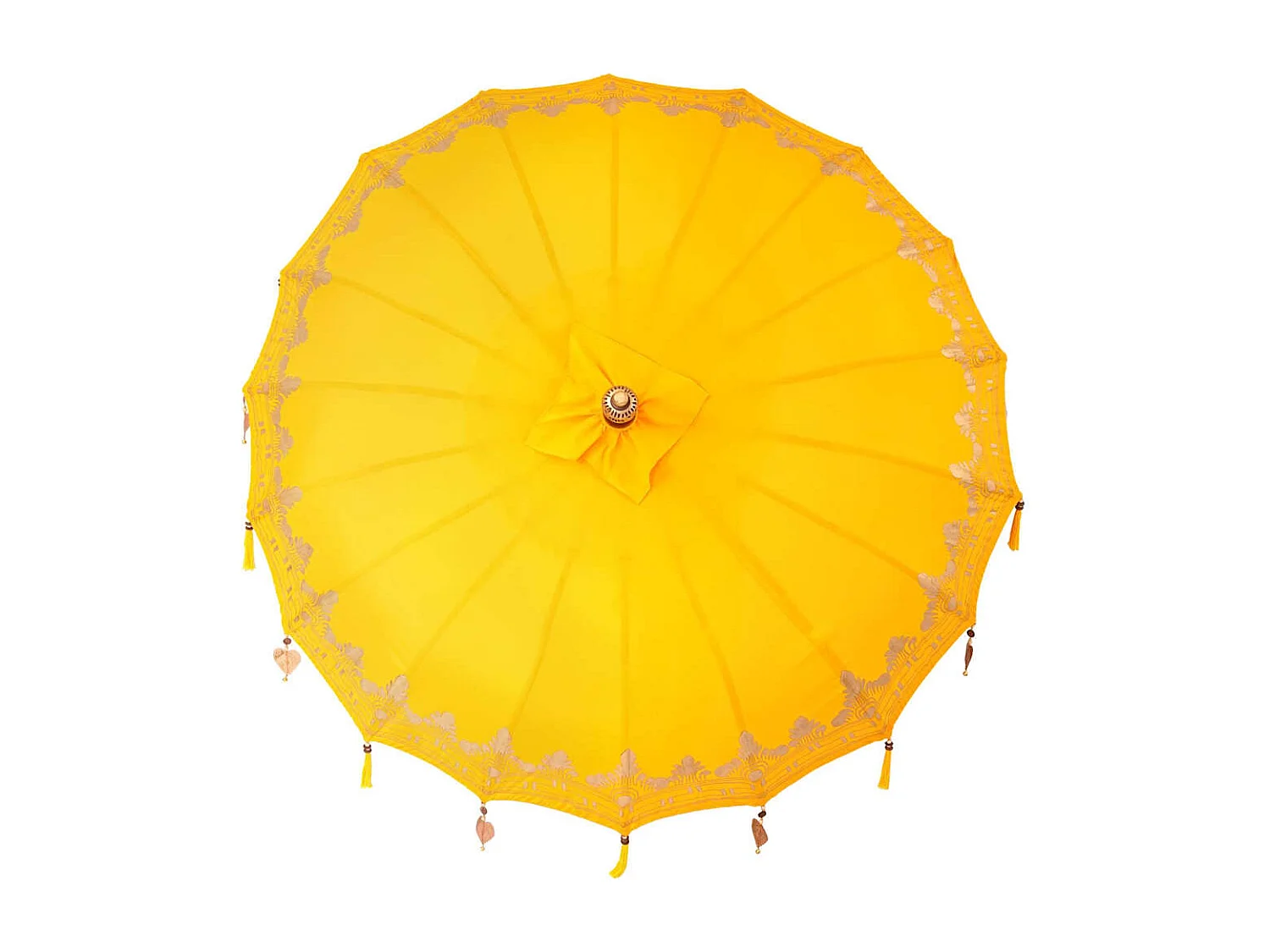 Parasol de jardin-Parasol balinais Jaune (180-190) x 260 cm Coton et bois massif