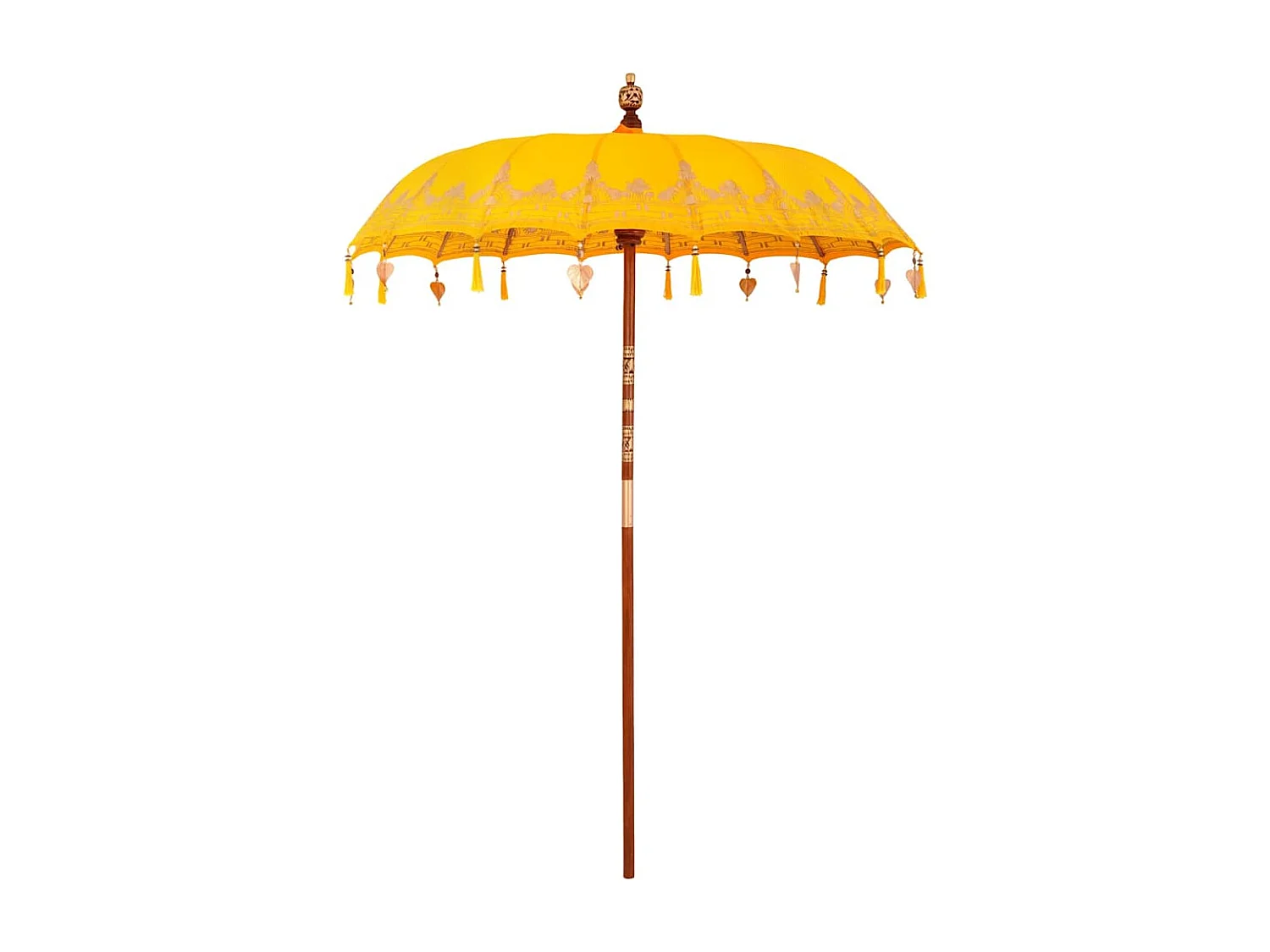 Parasol de jardin-Parasol balinais Jaune (180-190) x 260 cm Coton et bois massif