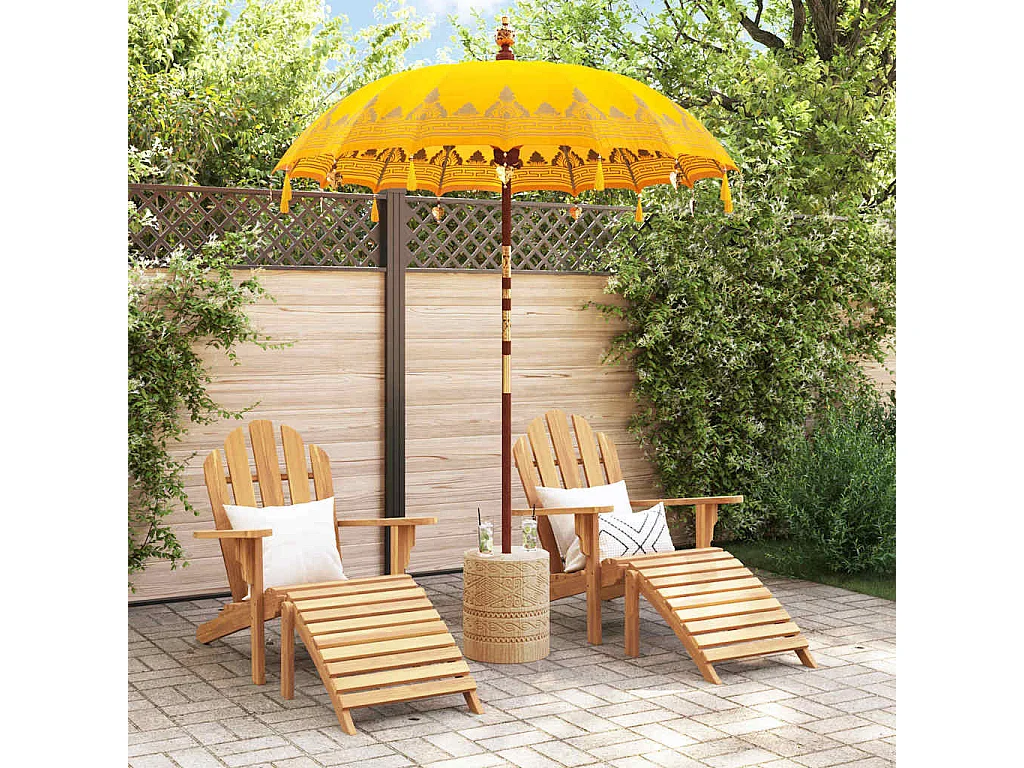 Parasol de jardin-Parasol balinais Jaune (180-190) x 260 cm Coton et bois massif