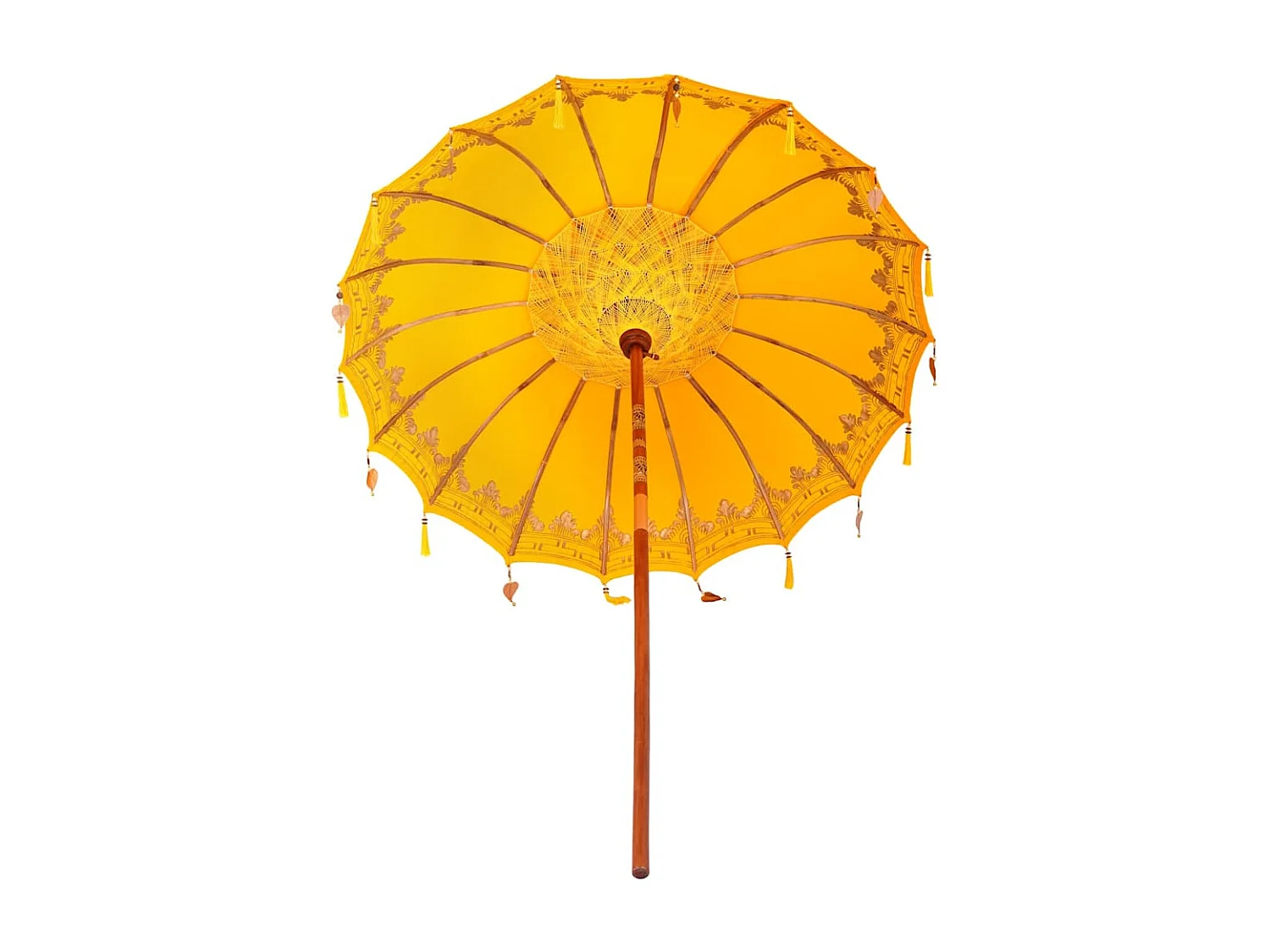 Parasol de jardin-Parasol balinais Jaune (180-190) x 260 cm Coton et bois massif