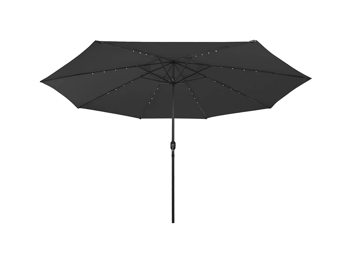 Parasol de jardin-Parasol d'extérieur avec lumières LED et mât en métal 400 cm noir