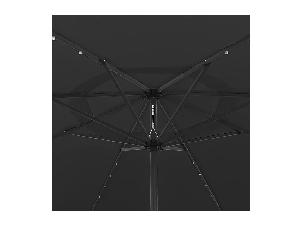 Parasol de jardin-Parasol d'extérieur avec lumières LED et mât en métal 400 cm noir