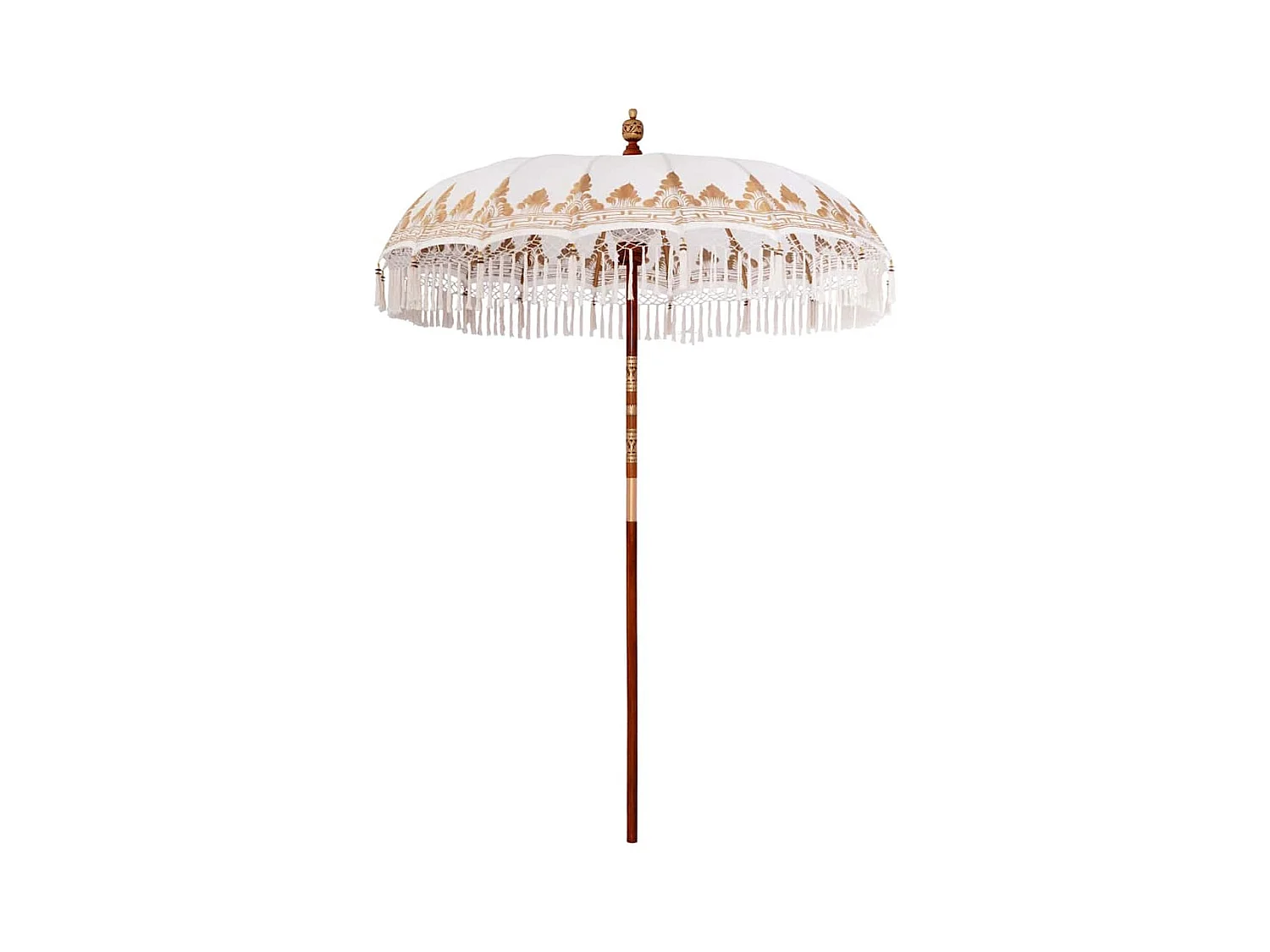 Parasol de jardin-Parasol balinais Crème (180-190) x 260 cm Coton et bois massif