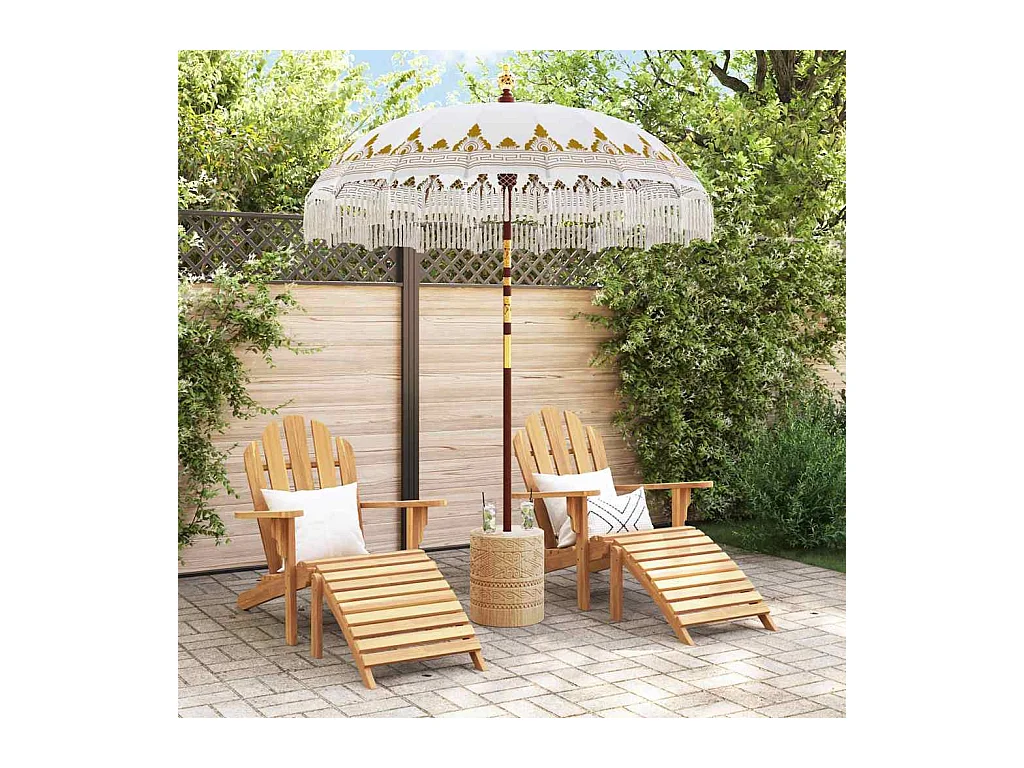 Parasol de jardin-Parasol balinais Crème (180-190) x 260 cm Coton et bois massif