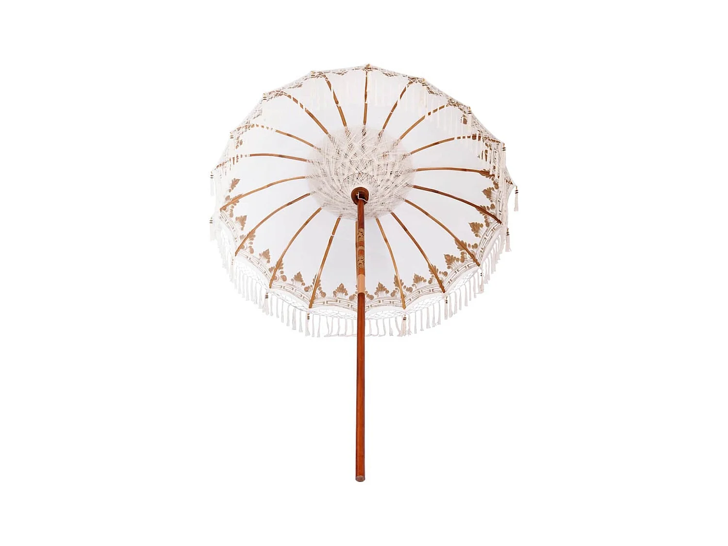 Parasol de jardin-Parasol balinais Crème (180-190) x 260 cm Coton et bois massif